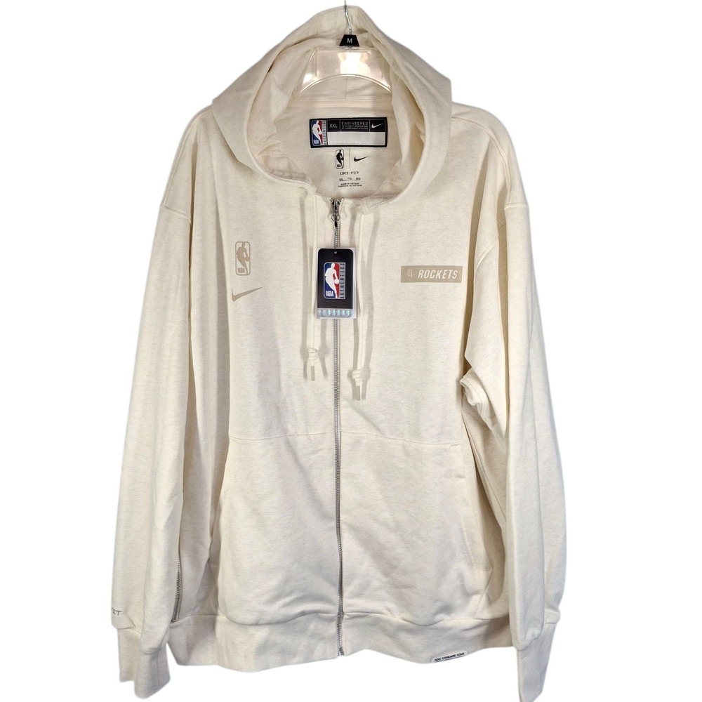 Nike Standard Issue Mens 2XL Sweatshirt Dri-Fit Hoodie NBA Rockets‎ Houston Tan